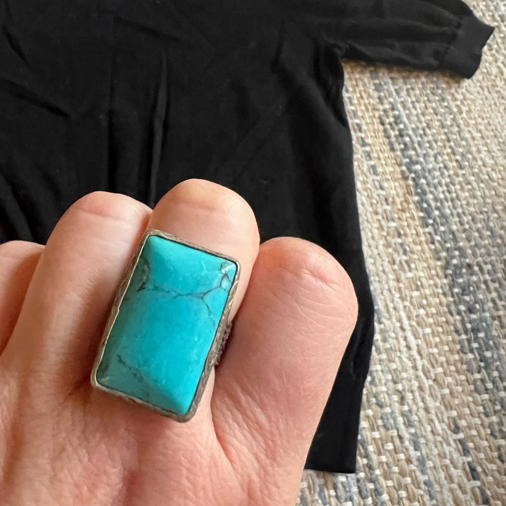 Turquoise Rectangular Ring - image 1
